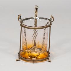 An Arts Crafts Brass Lantern with Subtle Bronze Tinged Shade - 4192712