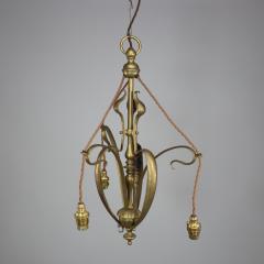 An Arts Crafts Brass Three Arm Ceiling Light - 4192737