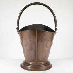 An Arts Crafts Copper Coal Bucket with Floral Decoration Chocolate Patina - 4189265