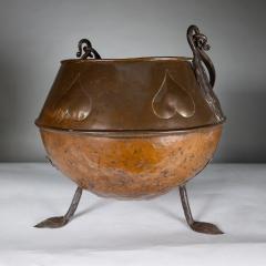 An Arts Crafts Copper Coal Bucket with Stylized Heart Decoration - 4189267