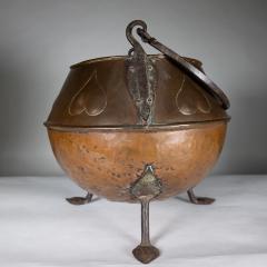 An Arts Crafts Copper Coal Bucket with Stylized Heart Decoration - 4189268