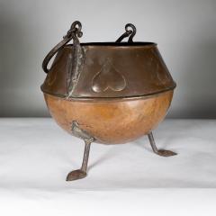 An Arts Crafts Copper Coal Bucket with Stylized Heart Decoration - 4189269