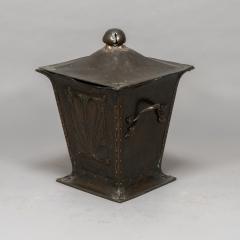 An Arts Crafts Copper Conical Coal Bucket Lid with Hand Hammered Sun Rise - 4189280