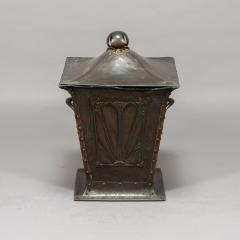 An Arts Crafts Copper Conical Coal Bucket Lid with Hand Hammered Sun Rise - 4189281