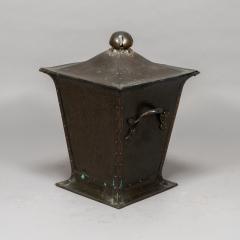 An Arts Crafts Copper Conical Coal Bucket Lid with Hand Hammered Sun Rise - 4189283