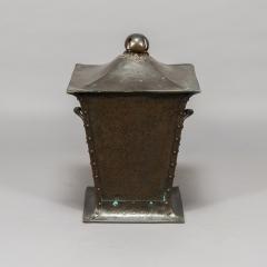 An Arts Crafts Copper Conical Coal Bucket Lid with Hand Hammered Sun Rise - 4189284