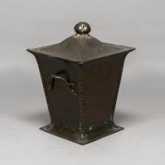 An Arts Crafts Copper Conical Coal Bucket Lid with Hand Hammered Sun Rise - 4189287