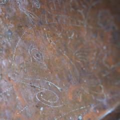 An Arts Crafts Copper Tray Decorated with Swimming Fishes Folded Wavy Edges - 4189300
