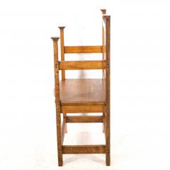 An Arts Crafts Hall Seat in the Glasgow Style with Extended Capped Tops - 4192769