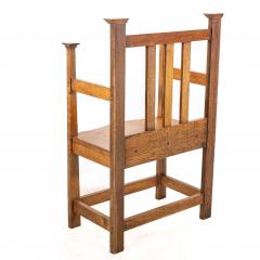 An Arts Crafts Hall Seat in the Glasgow Style with Extended Capped Tops - 4192770