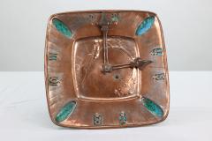An Arts Crafts Hand Formed Copper Turquoise Blue Enamel Wall Clock - 4189314
