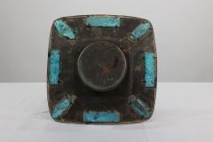 An Arts Crafts Hand Formed Copper Turquoise Blue Enamel Wall Clock - 4189316