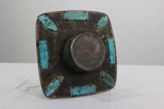 An Arts Crafts Hand Formed Copper Turquoise Blue Enamel Wall Clock - 4189317