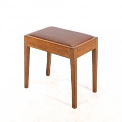 An Arts Crafts Oak Stool with Professional Reupholstered Leather Seat - 4192805