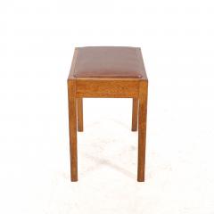An Arts Crafts Oak Stool with Professional Reupholstered Leather Seat - 4192809