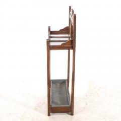 An Arts Crafts Oak Umbrella Stick Stand with Original Green Mustard Tiles - 4192825