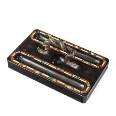 An Ashford Derbyshire black marble pen tray - 2916789