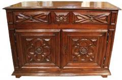 An Early 18th Century Baroque Florentine Geometric Carved Walnut Credenza - 3784965