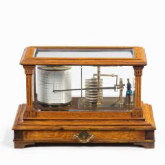 An Edwardian cased oak barograph with bevelled glass panels - 2414306