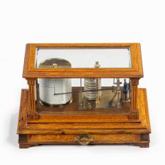 An Edwardian cased oak barograph with bevelled glass panels - 2414313