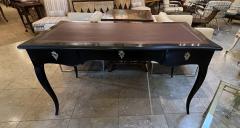 An Elegant French Louis XV Style Ebonized 3 Drawer Writing Desk with Leather Top - 3353179