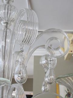 An Elegant Murano 1950s 6 light Clear Glass Chandelier - 1433493