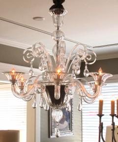 An Elegant Murano 1950s 6 light Clear Glass Chandelier - 1433499