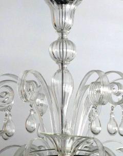 An Elegant Murano 1950s 6 light Clear Glass Chandelier - 1433500