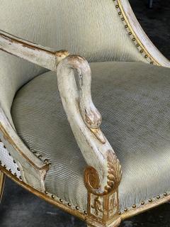 An Elegant Pair Italian Empire Pale green Painted and Parcel gilt Armchairs - 3334728