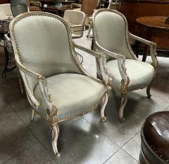 An Elegant Pair Italian Empire Pale green Painted and Parcel gilt Armchairs - 3334734