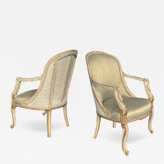 An Elegant Pair Italian Empire Pale green Painted and Parcel gilt Armchairs - 3334787