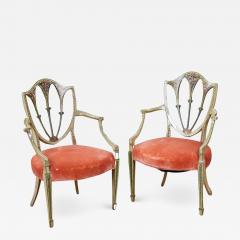 An Elegant Pair of English 18th c Painted Armchairs - 2626460