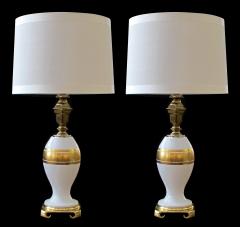 An Elegant Pair of German White Porcelain Lamps with Gilt Decoration - 535542