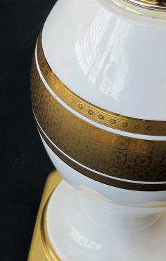 An Elegant Pair of German White Porcelain Lamps with Gilt Decoration - 535543