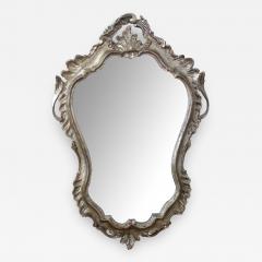 An Elegant Venetian Rococo Style Silver Leafed Gilt Wood Mirror - 524692