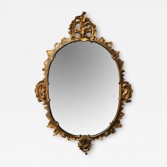An Elegantly Carved French Louis XV Rococo Giltwood Oval Mirror - 3241206