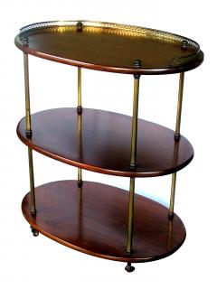 An English 3 Tier Solid Mahogany Oval Etagere with Brass Mounts - 468947