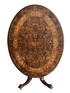 An English Burr Walnut and Marquetry Tilt top Breakfast Center Table - 4521867
