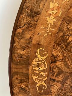 An English Burr Walnut and Marquetry Tilt top Breakfast Center Table - 4521869