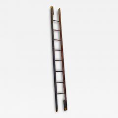 An English Style Mahogany Leather Folding Library Ladder - 4082085