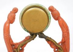 An Exceptional Edward I Farmer Jade and Coral Clock Garniture with Lamps - 4624233
