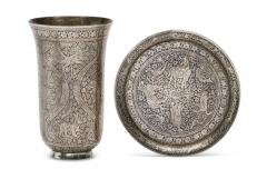 An Exceptional Indian Solid Silver Niello Beaker and Saucer circa 1800 - 4587682