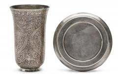 An Exceptional Indian Solid Silver Niello Beaker and Saucer circa 1800 - 4587683