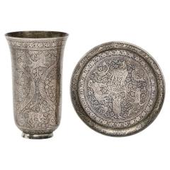An Exceptional Indian Solid Silver Niello Beaker and Saucer circa 1800 - 4588280