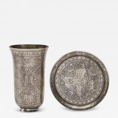An Exceptional Indian Solid Silver Niello Beaker and Saucer circa 1800 - 4588281