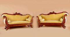 An Exceptional Pair Of Small Mahogany French Italian Sofa s - 3255110