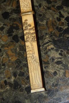 An Exquisite 19th Century Chinese Scrimshaw Etched and Inked Bone - 3719626