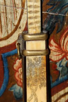 An Exquisite 19th Century Chinese Scrimshaw Etched and Inked Bone - 3719632