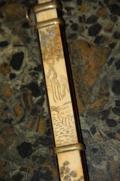 An Exquisite 19th Century Chinese Scrimshaw Etched and Inked Bone - 3719633