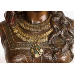 An Exquisite French Multi Patinated Orientalist Bronze Bust of Saida by Rimbez - 1313512